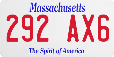 MA license plate 292AX6