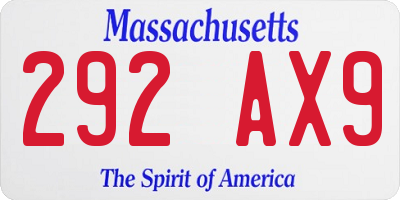 MA license plate 292AX9