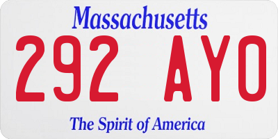 MA license plate 292AY0