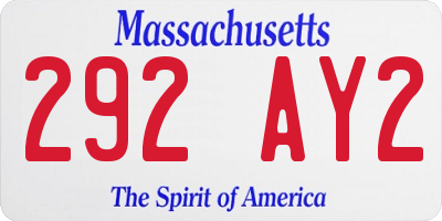 MA license plate 292AY2