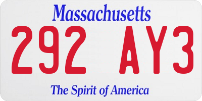 MA license plate 292AY3