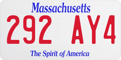 MA license plate 292AY4