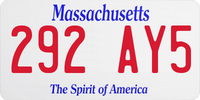 MA license plate 292AY5
