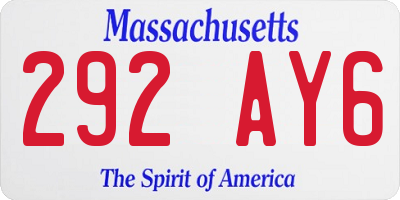MA license plate 292AY6