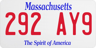 MA license plate 292AY9