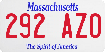 MA license plate 292AZ0