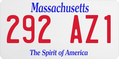 MA license plate 292AZ1