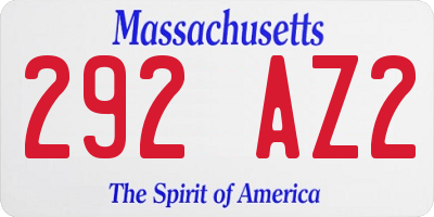 MA license plate 292AZ2