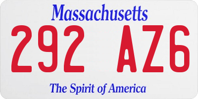 MA license plate 292AZ6