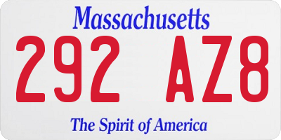MA license plate 292AZ8