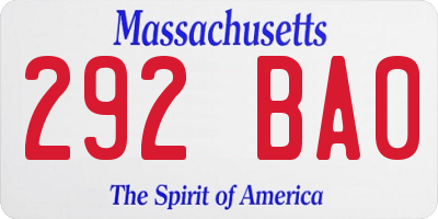 MA license plate 292BA0