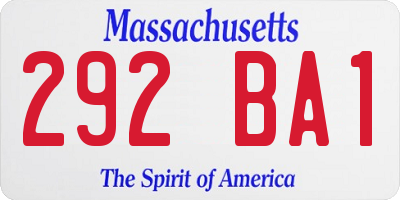 MA license plate 292BA1