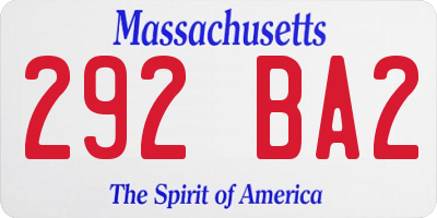 MA license plate 292BA2