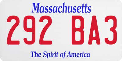 MA license plate 292BA3