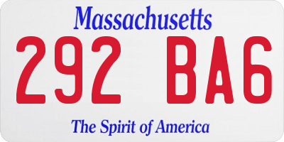 MA license plate 292BA6