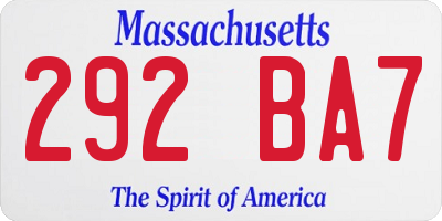 MA license plate 292BA7
