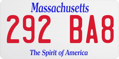 MA license plate 292BA8
