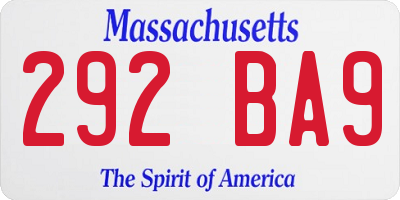 MA license plate 292BA9