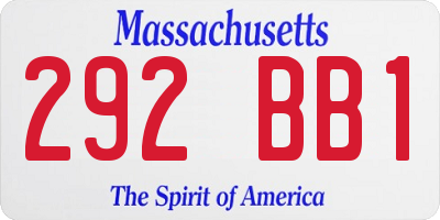 MA license plate 292BB1