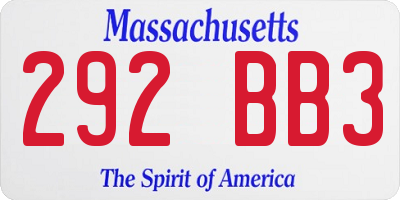 MA license plate 292BB3