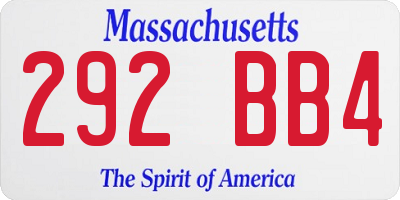MA license plate 292BB4