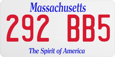 MA license plate 292BB5