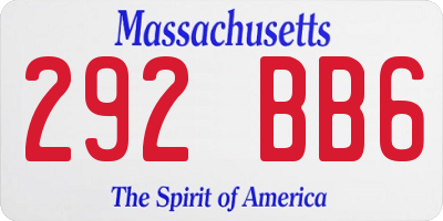MA license plate 292BB6