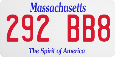 MA license plate 292BB8