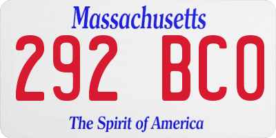 MA license plate 292BC0