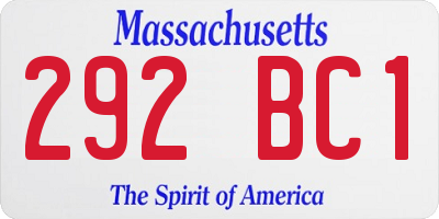 MA license plate 292BC1
