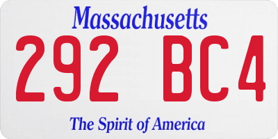MA license plate 292BC4