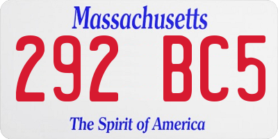 MA license plate 292BC5