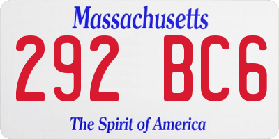 MA license plate 292BC6