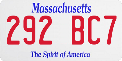 MA license plate 292BC7