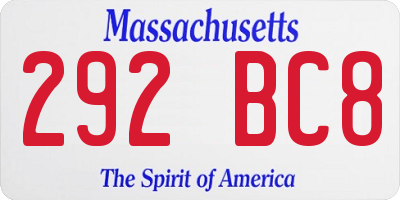 MA license plate 292BC8
