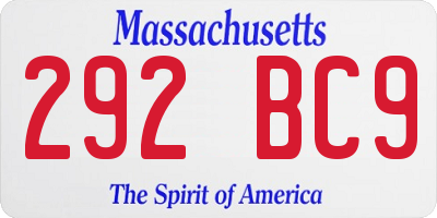 MA license plate 292BC9