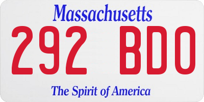 MA license plate 292BD0