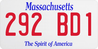 MA license plate 292BD1