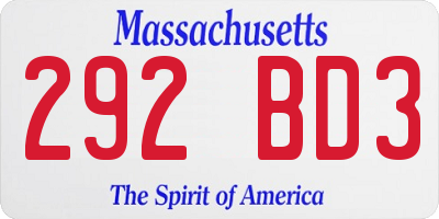 MA license plate 292BD3
