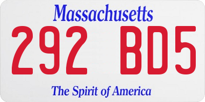 MA license plate 292BD5