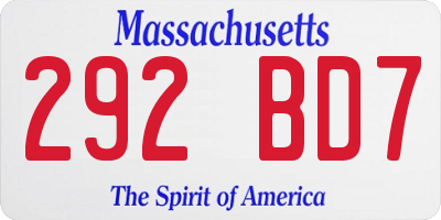 MA license plate 292BD7