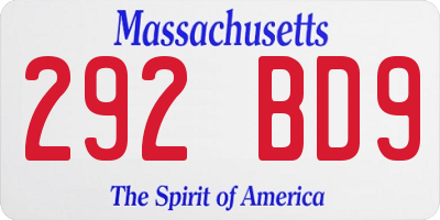 MA license plate 292BD9