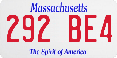 MA license plate 292BE4