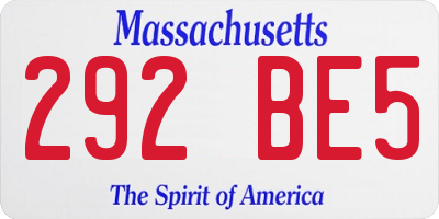MA license plate 292BE5