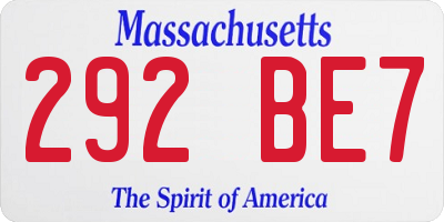 MA license plate 292BE7