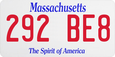 MA license plate 292BE8