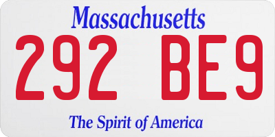 MA license plate 292BE9