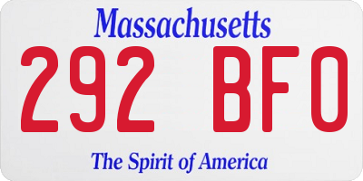MA license plate 292BF0