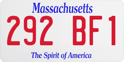 MA license plate 292BF1