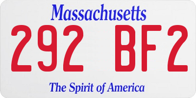MA license plate 292BF2